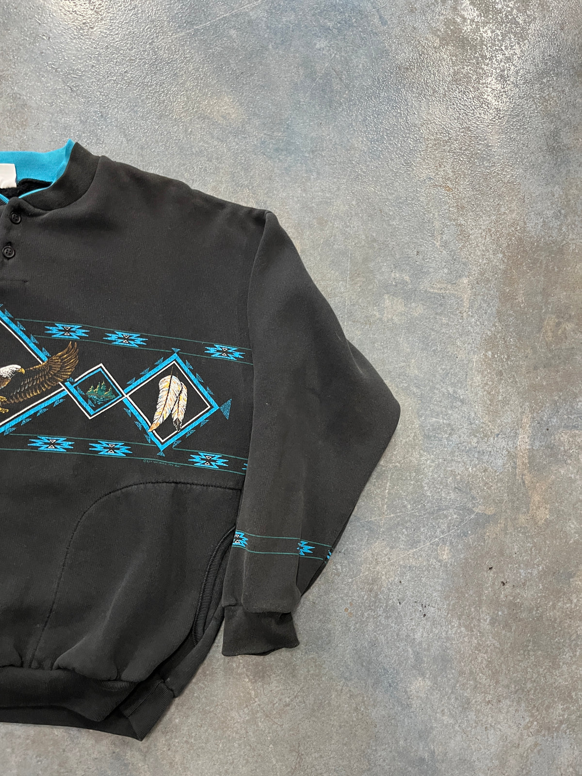 Vintage 90s Art Unlimited Native American Black Sweatshirt