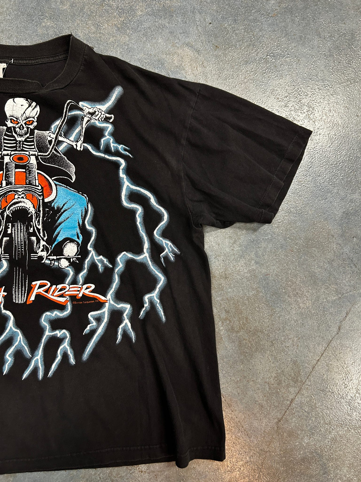 Vintage American Thunder Death Rider Skeleton Black Tee
