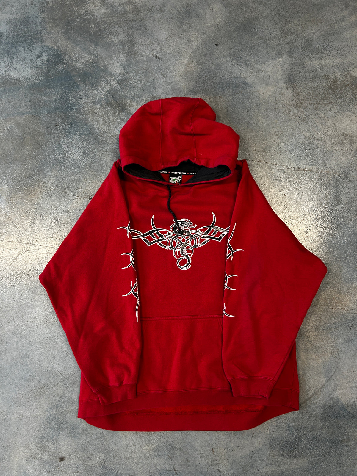 Vintage Top Heavy Tribal Dragon Red Hoodie