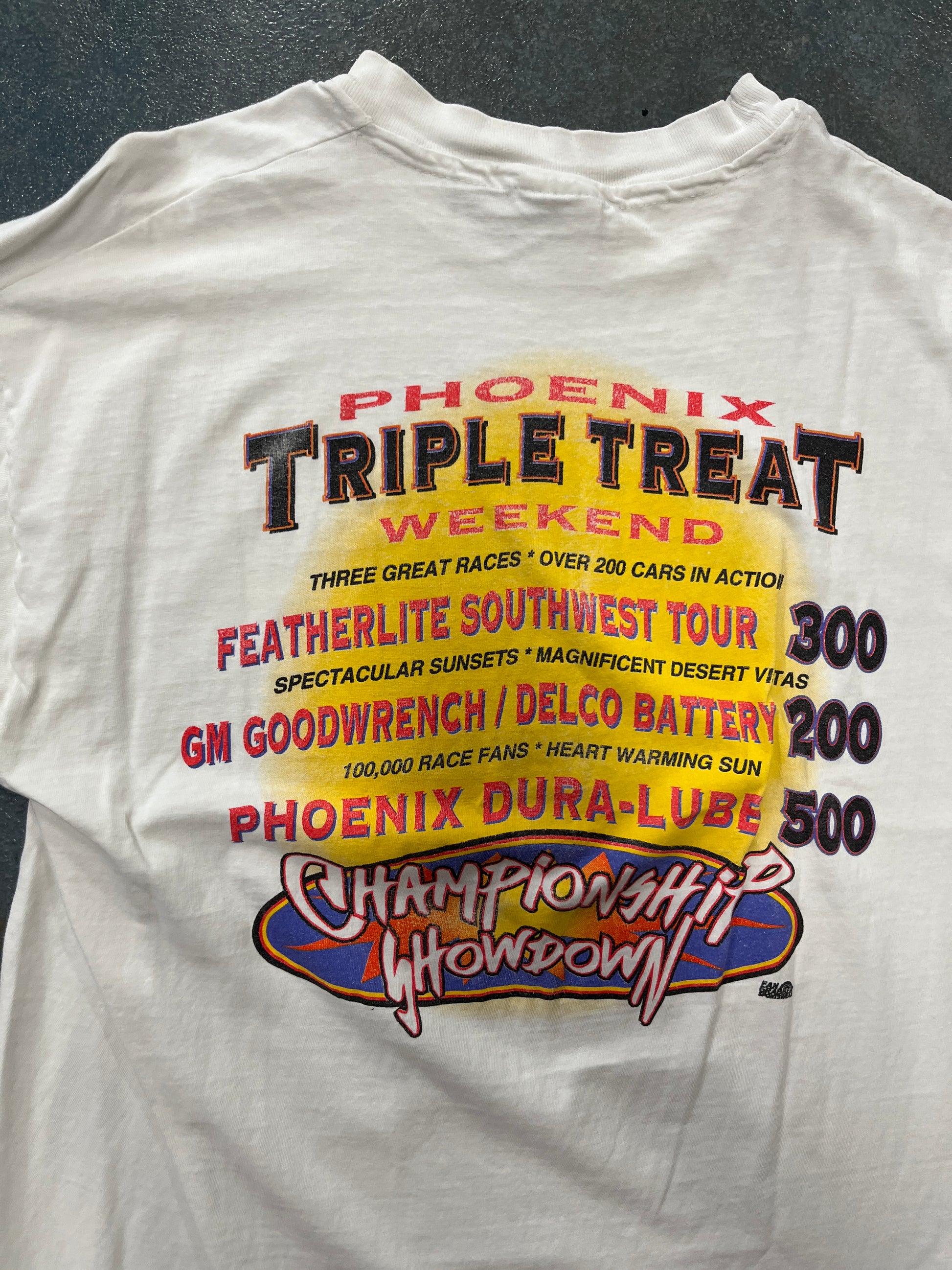 Vintage Hanes 1995 NASCAR “Phoenix Triple Treat Weekend” White Beefy T-Shirt (RC) B1