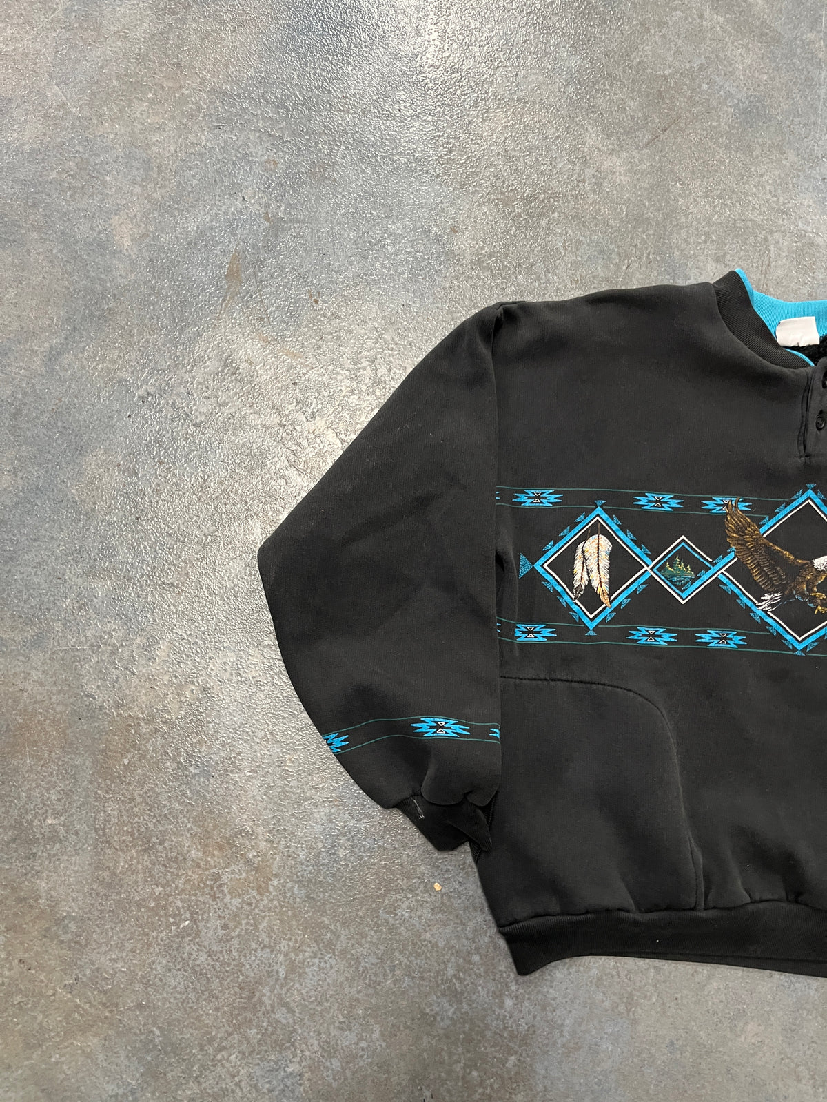 Vintage 90s Art Unlimited Native American Black Sweatshirt