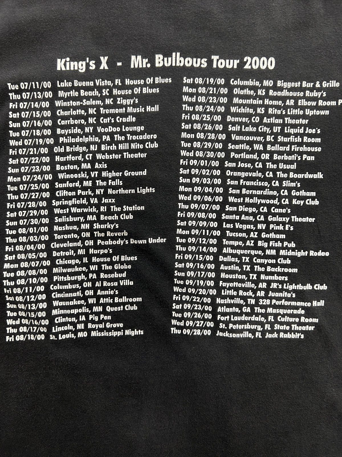 Vintage King's x Mr.Bulbous Tour 2000 Black Tee