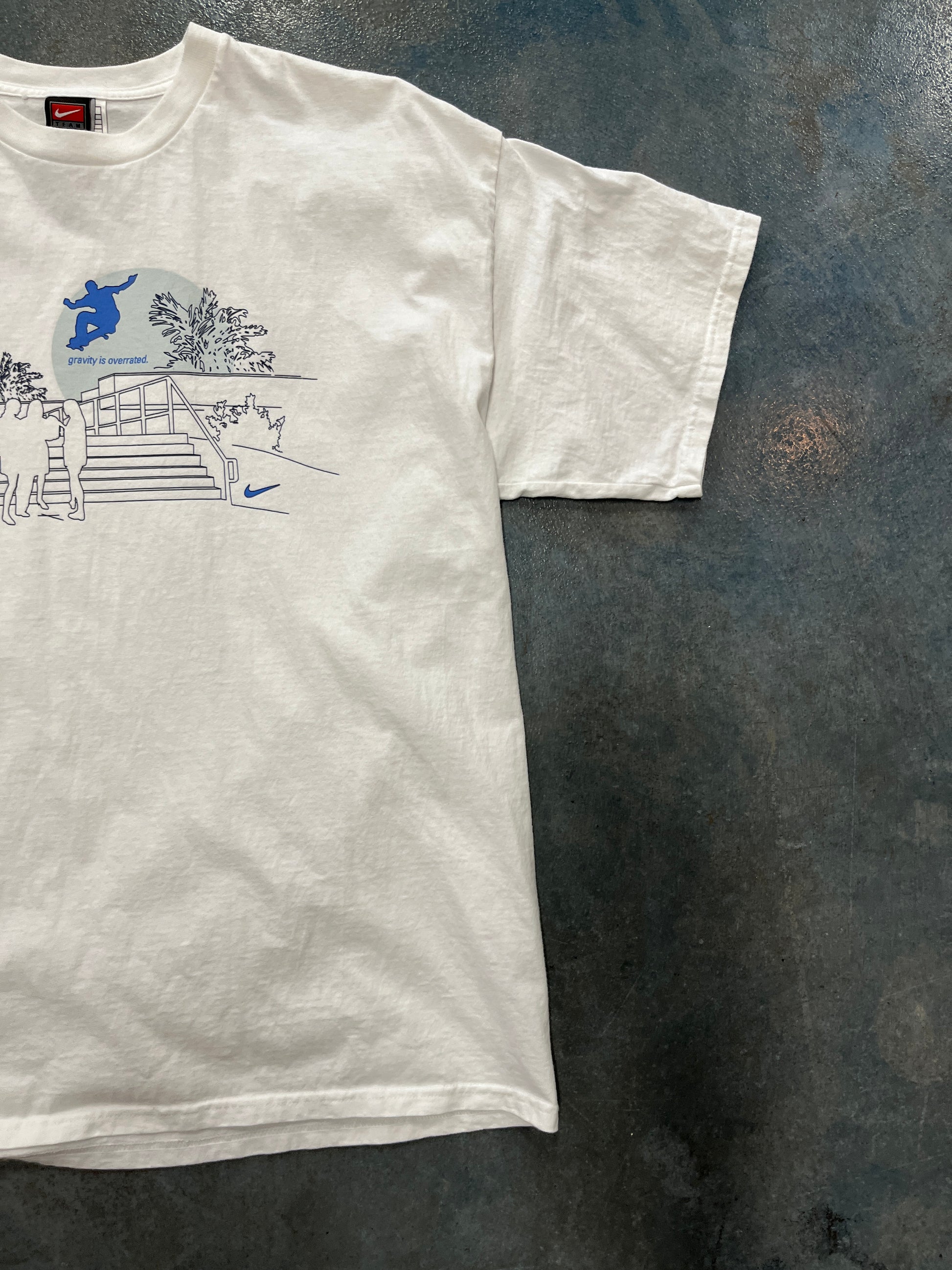 Vintage Nike Team Gravity Is Overrated White T-Shirt Skating OTF