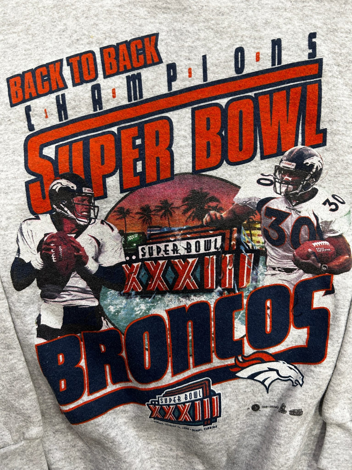 Tultex 1999 AFC Super Bowl XXXIII Champions Denver Broncos Gray Pullover
