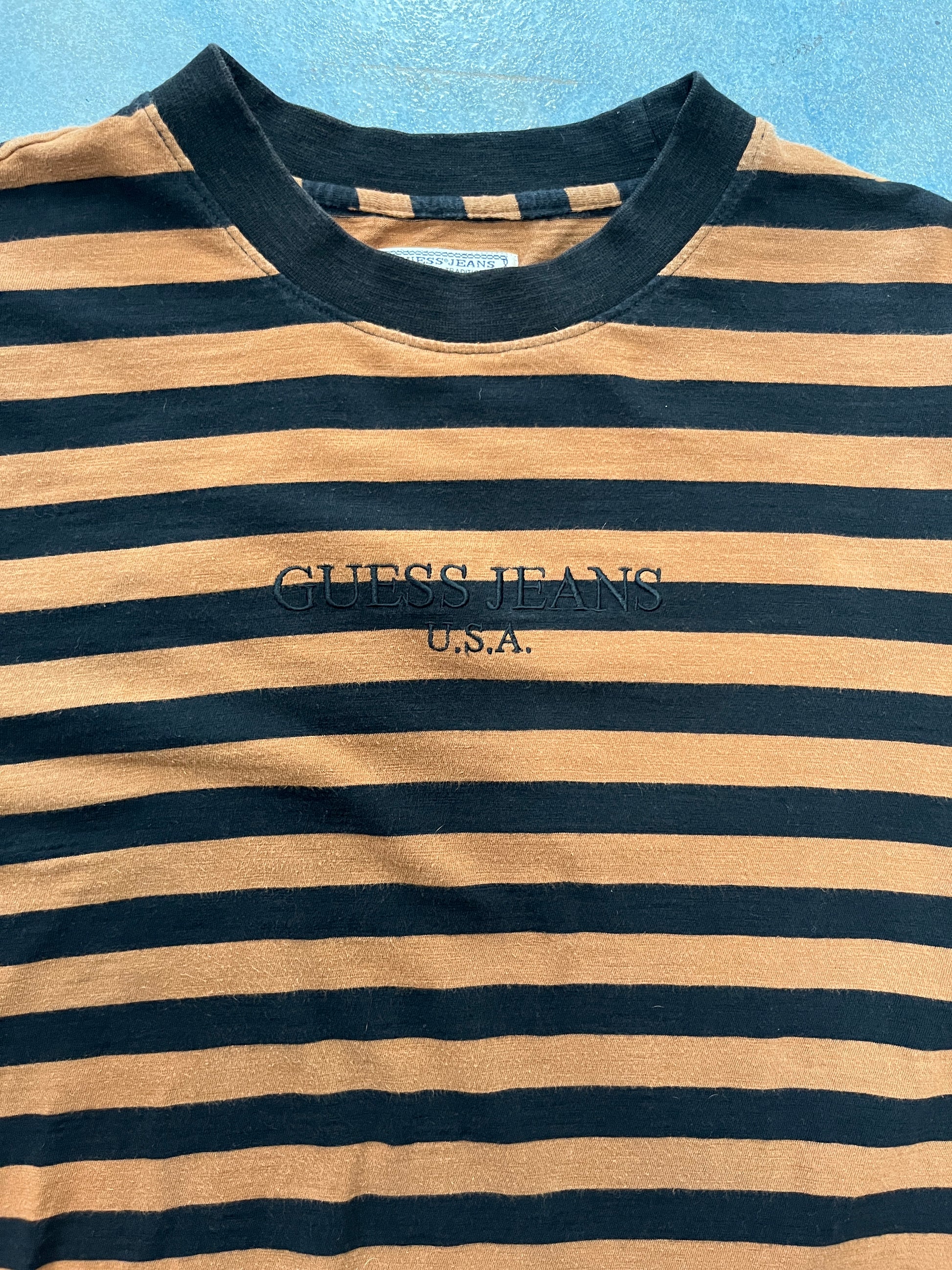VTG GUESS USA Stripped Brown Tee OTF