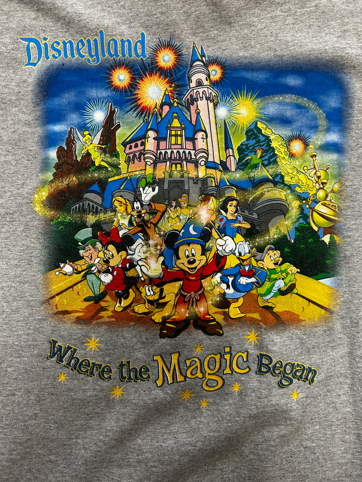 Vintage Disney Magic Kingdom "Where The Magic Begins" Gray Tee
