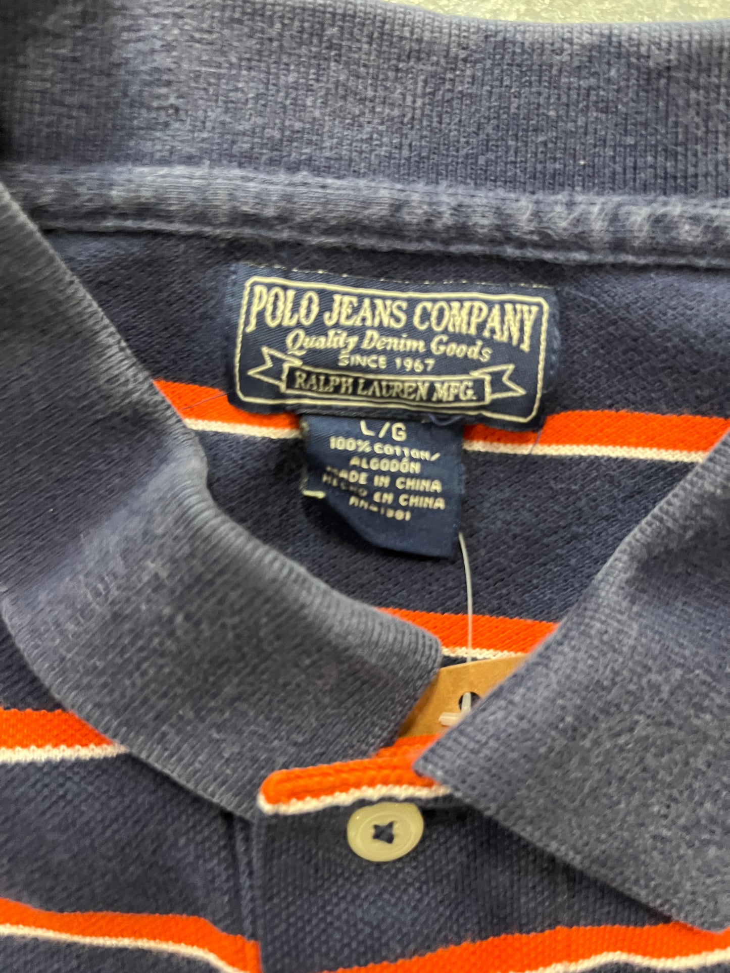 Polo Ralph Lauren Navy Blue Orange Stripes B38