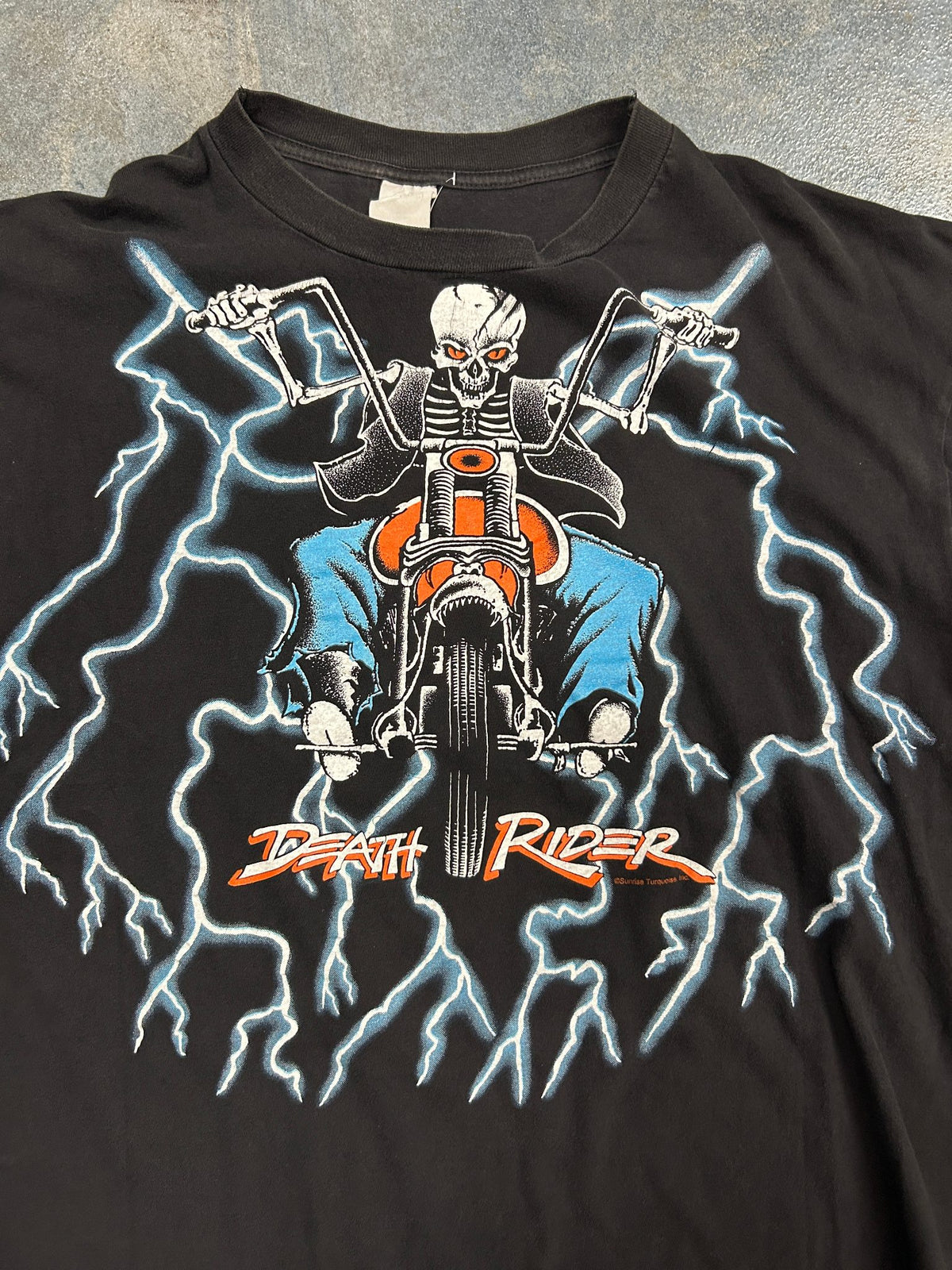 Vintage American Thunder Death Rider Skeleton Black Tee