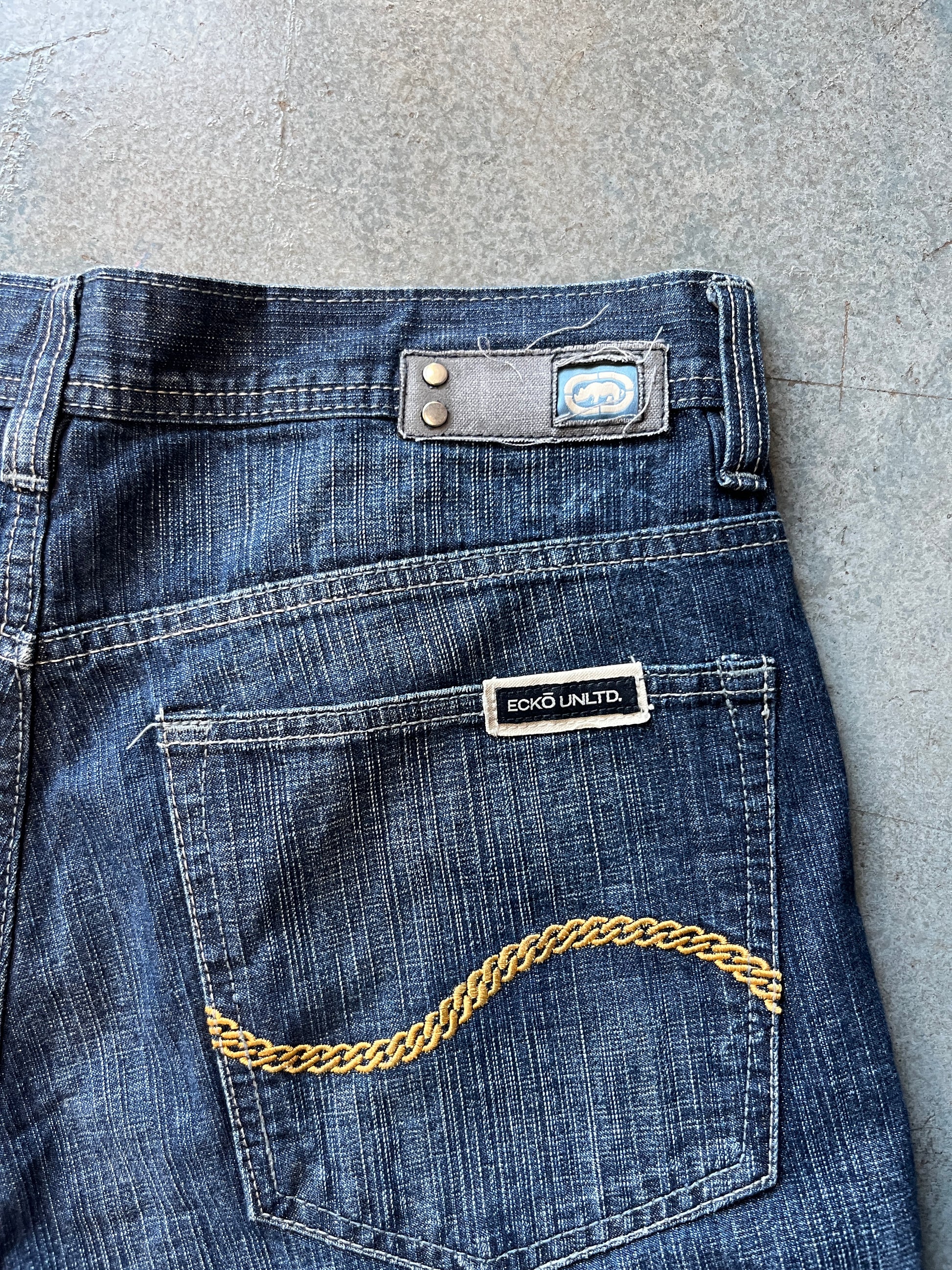 Echo UNLTD Denim Dark Blue Wash Faded Jorts OTF