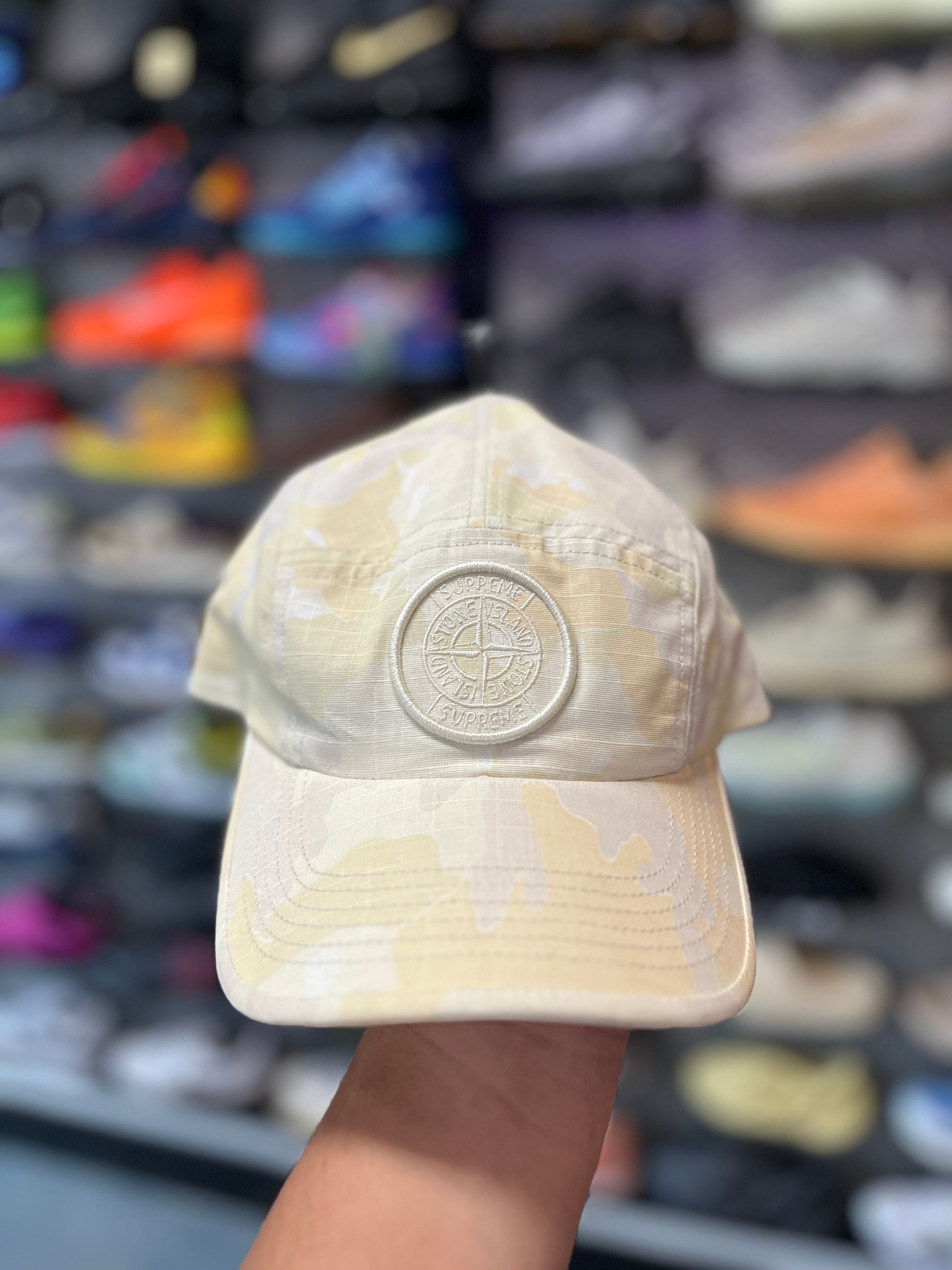 Supreme Stone Island Reactive Ice Camo Ripstop Camp Cap Tan OTF