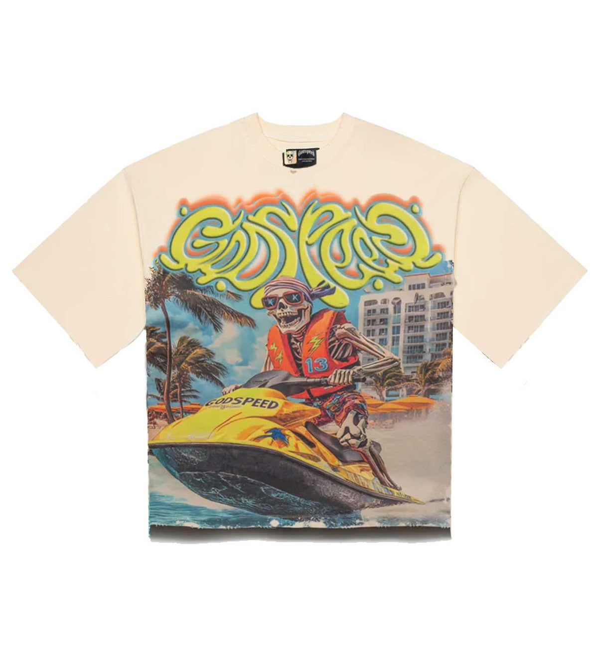 Godspeed "Wave Runner" graphic T-shirt in the "Bone" colorway