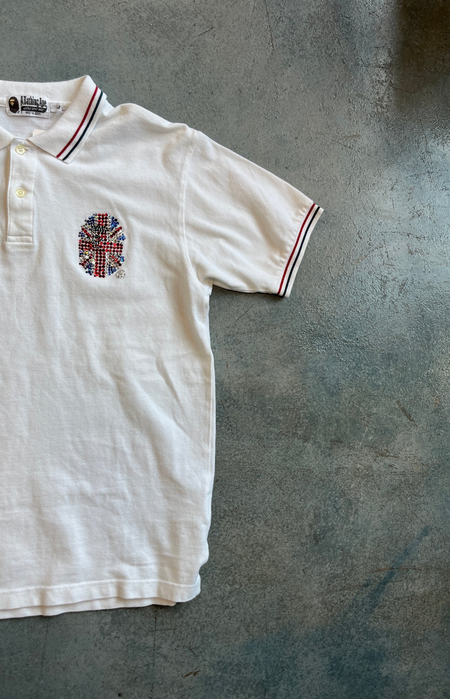 white A Bathing Ape tee with rhinestones B42