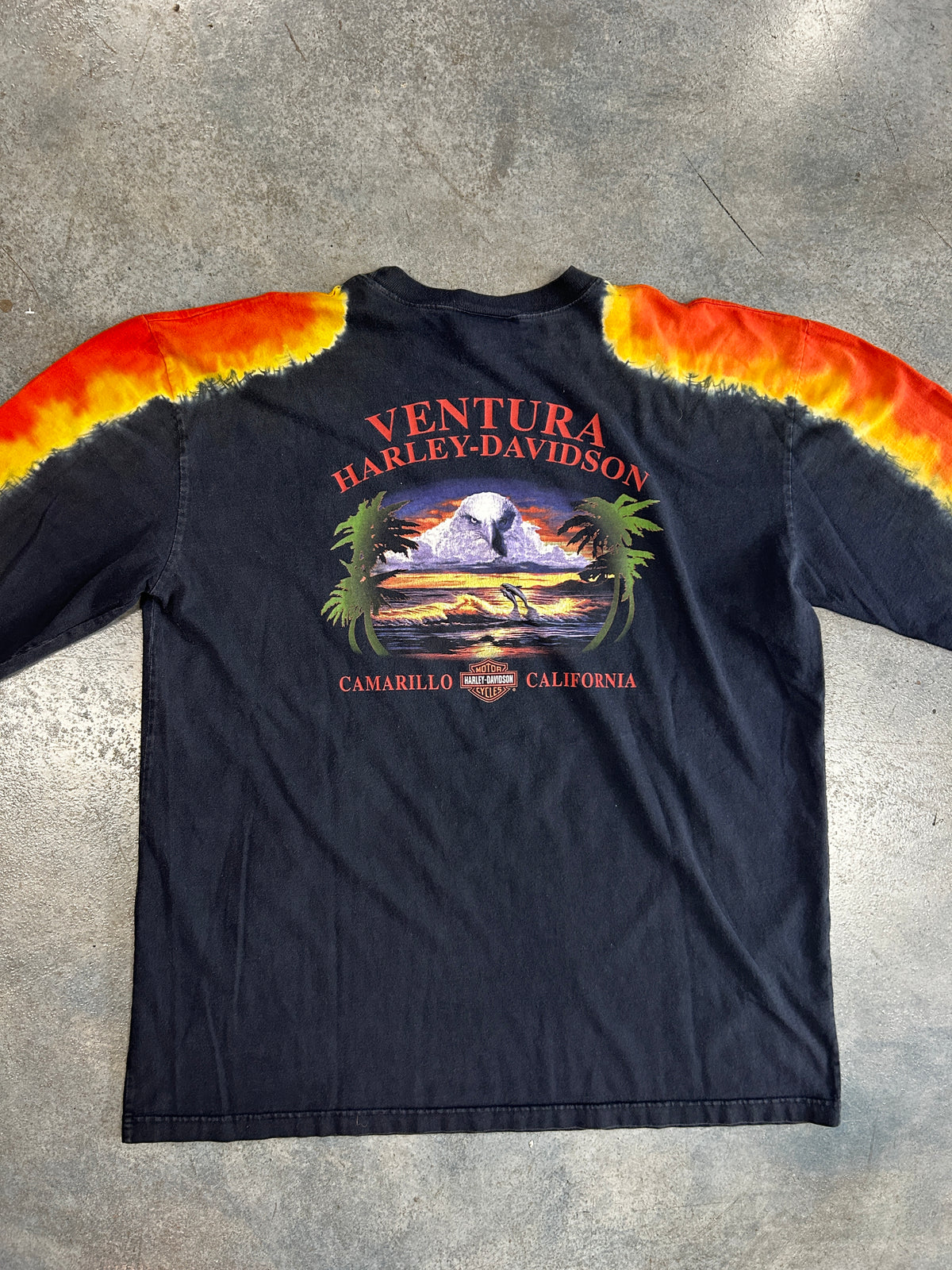 Vintage Harley Davidson Ventura Flaming Long sleeve Black Tee