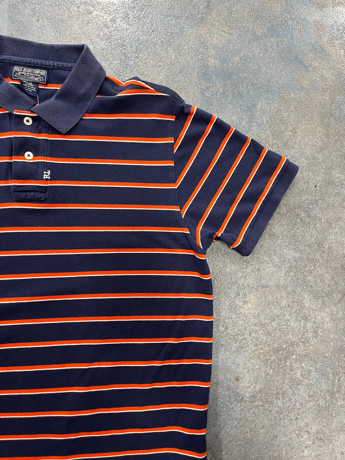 Polo Ralph Lauren Navy Blue Orange Stripes B38
