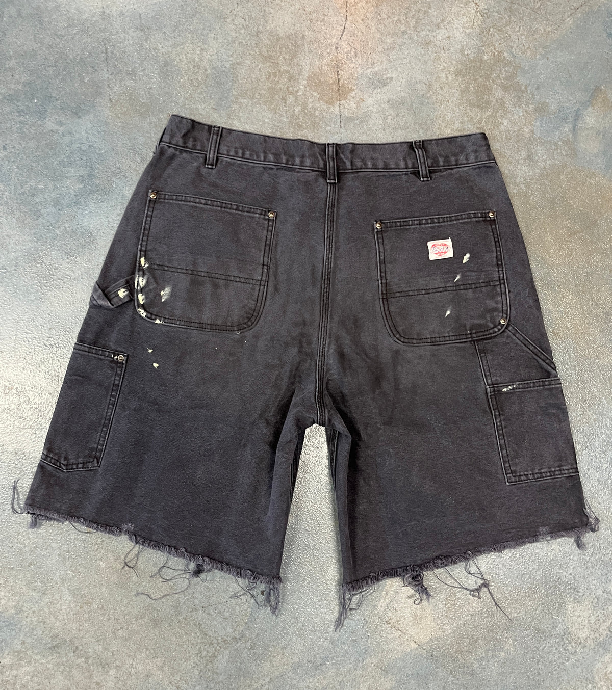 SAINT MXXXXXX Straight Leg Distressed Cotton Black Shorts 36W