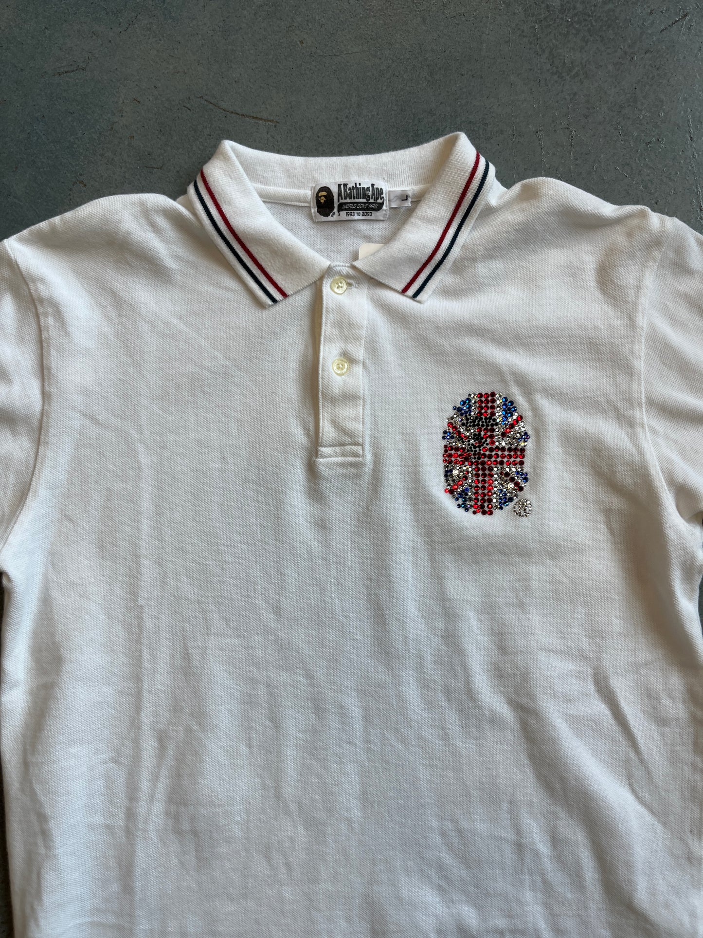 white A Bathing Ape tee with rhinestones B42