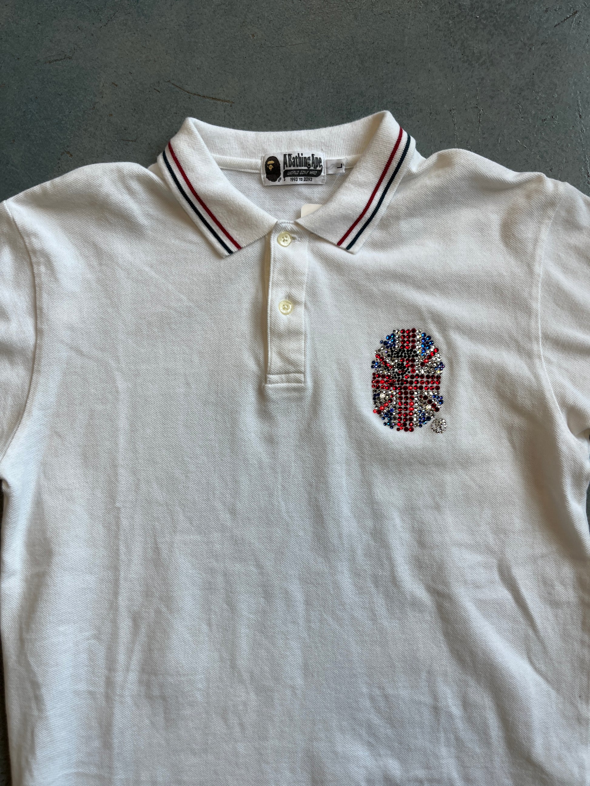white A Bathing Ape tee with rhinestones B42