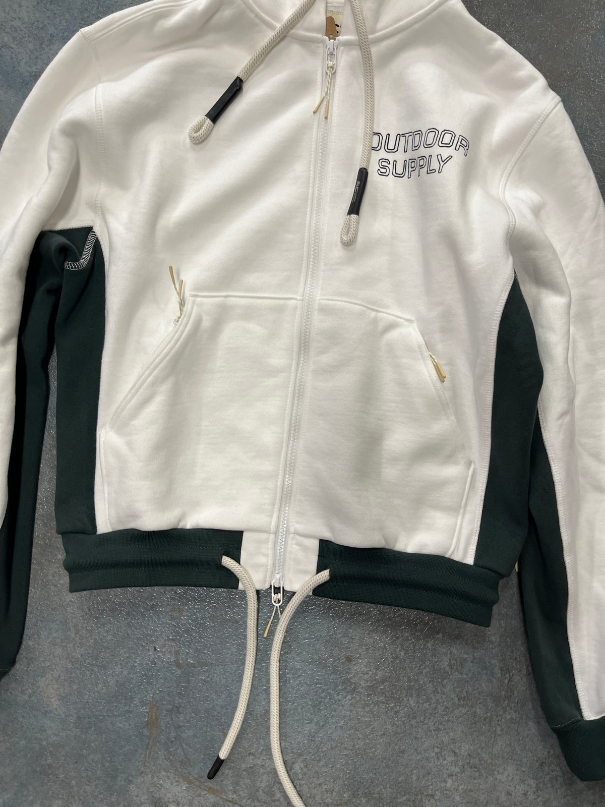 Outdoor Supply White Green Heavy Hoodie