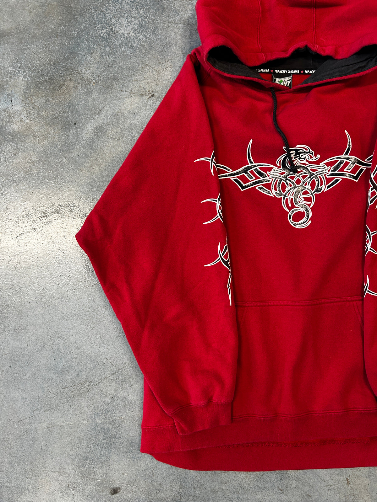 Vintage Top Heavy Tribal Dragon Red Hoodie