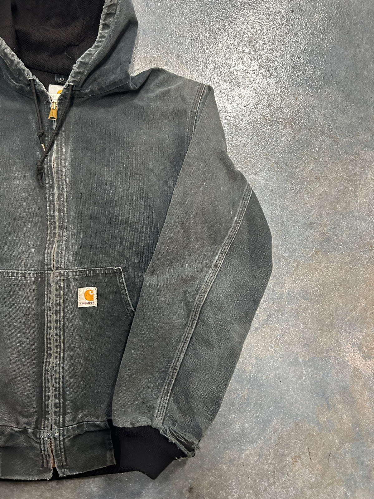 Vintage Carhartt Distressed Hooded Jacket Dark Wash