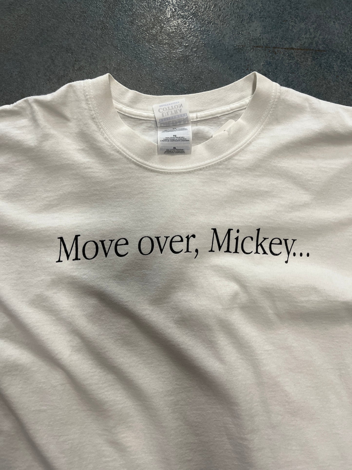Vintage 1984 Apple Computer Move Over Mickey White T-Shirt OTF