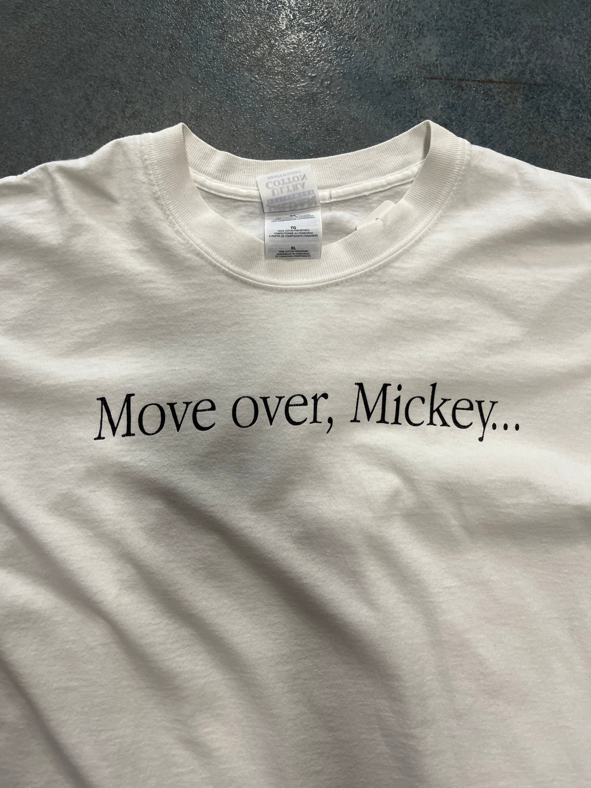 Vintage 1984 Apple Computer Move Over Mickey White T-Shirt OTF