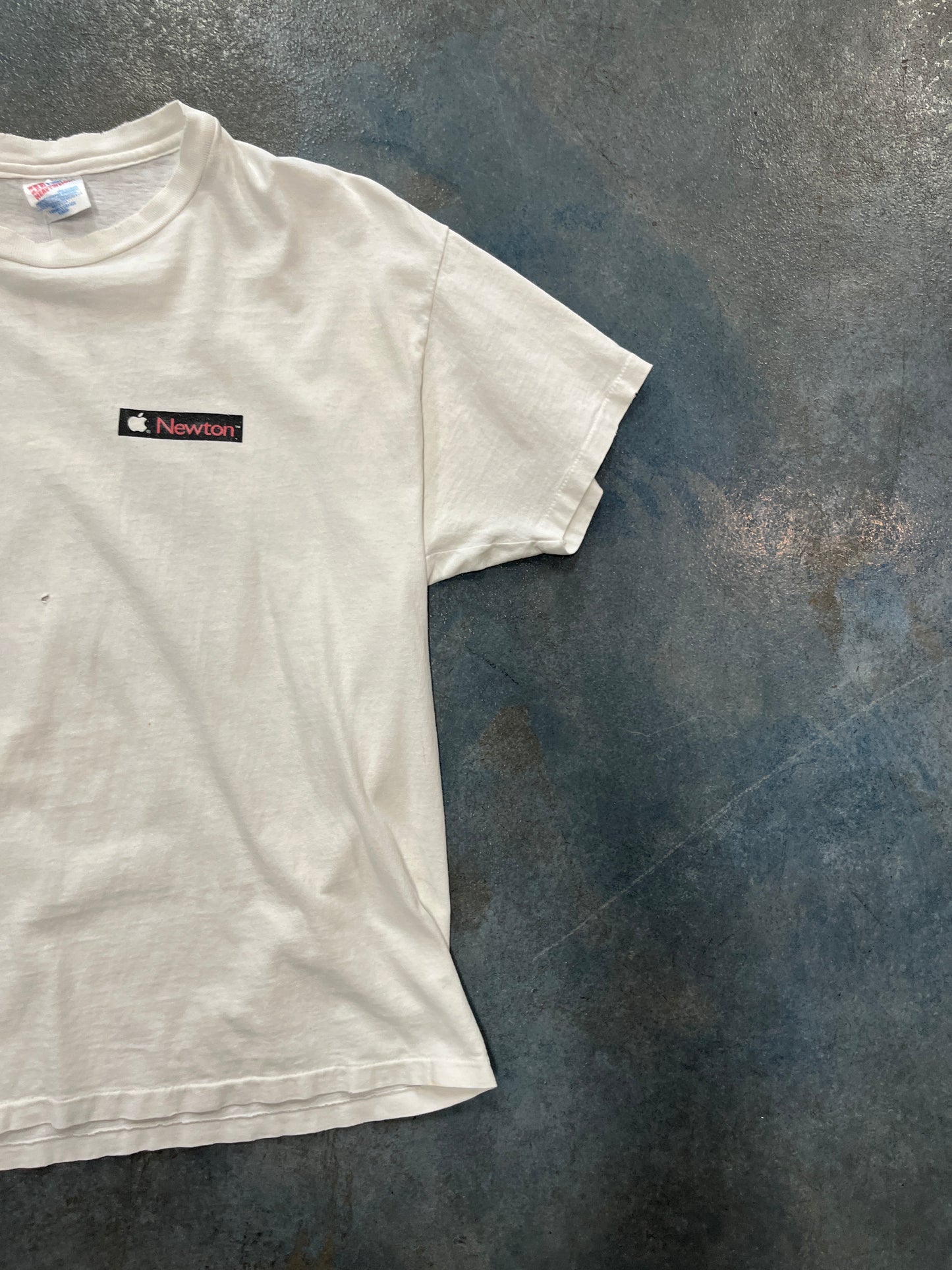 Vintage 90s Apple Newton Logo Hanes White T-Shirt OTF