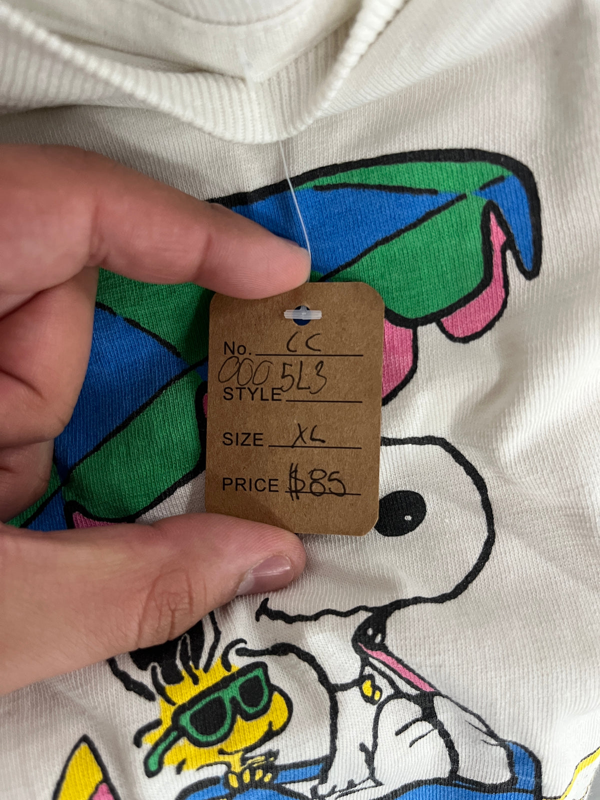 Vintage 90s Peanuts Snoopy & Woodstock Beach White T-Shirt B38