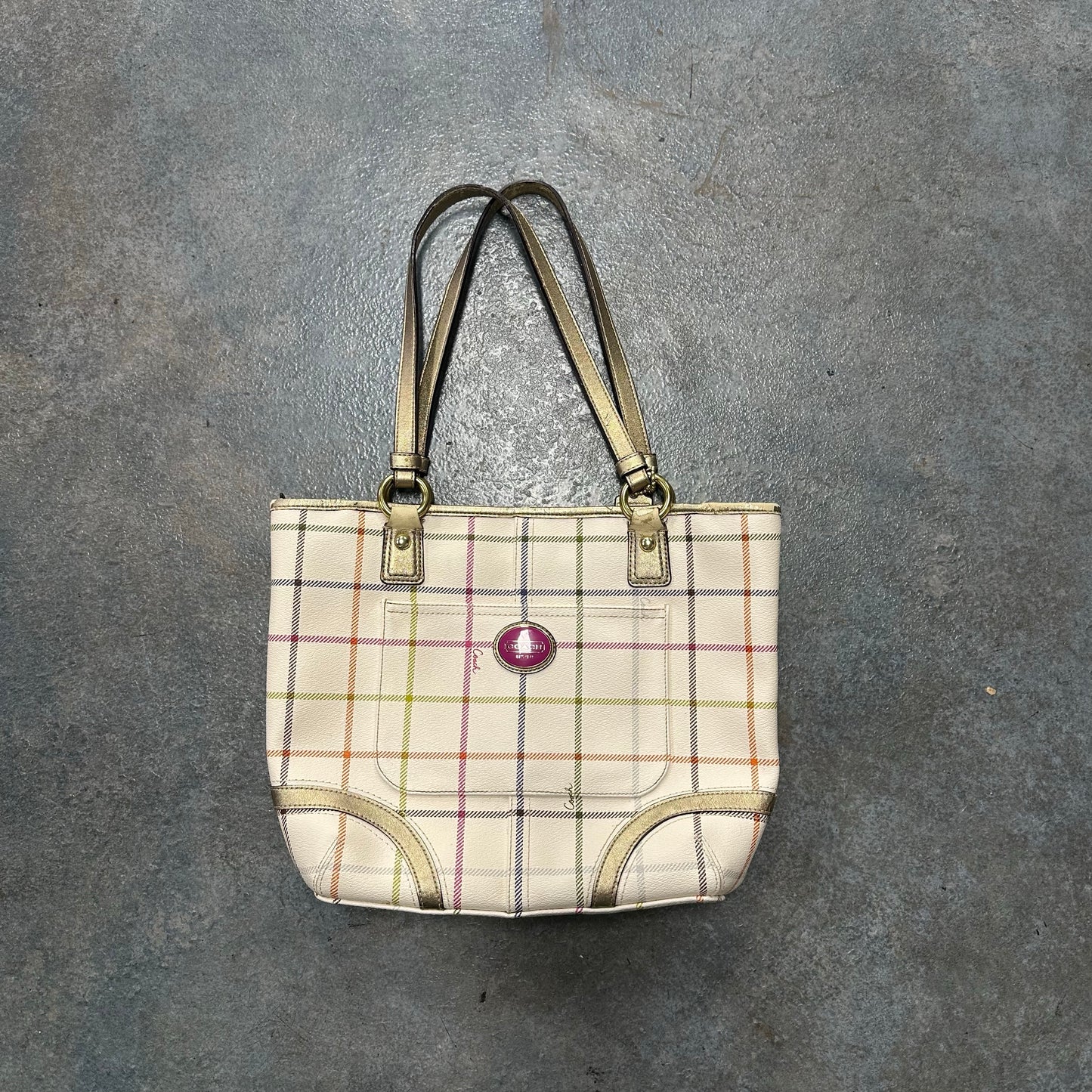 Plaid Coach Tote