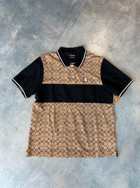 Coach Mens Sigature Monorgram ColorBlock Polo Tee (A) B26