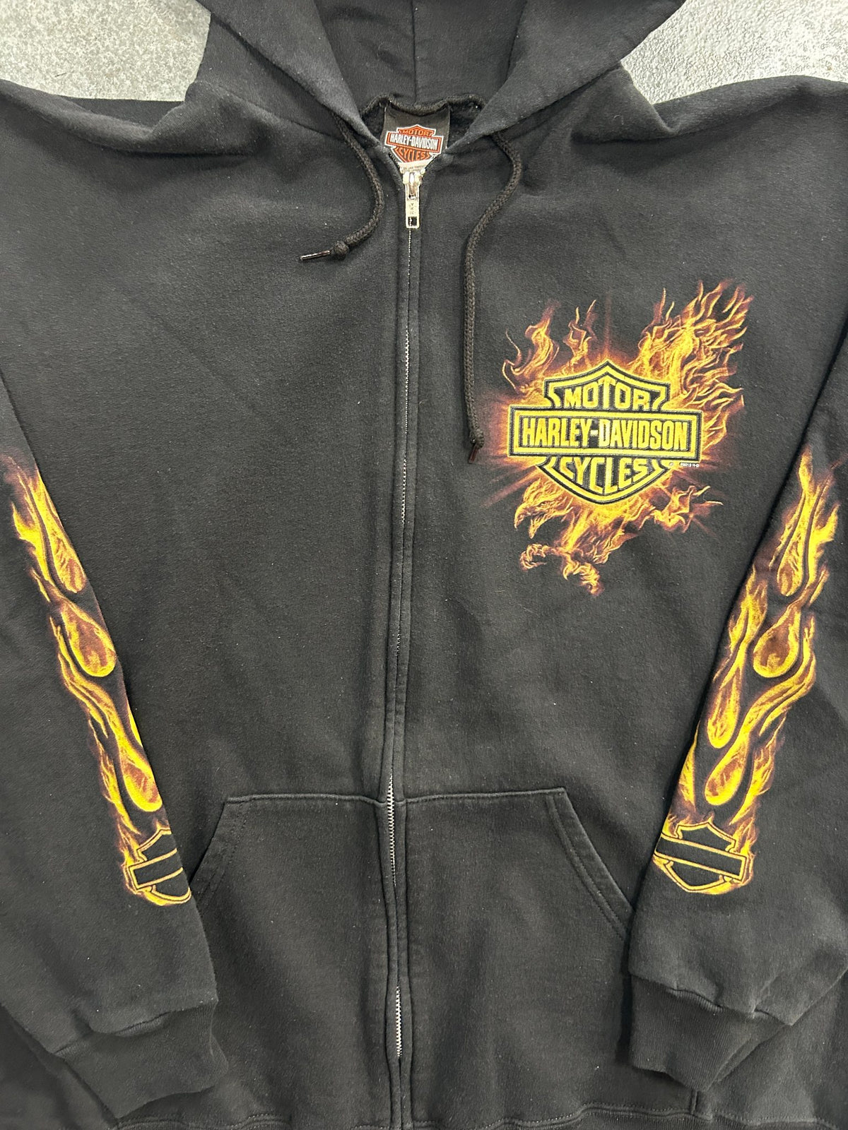 Vintage Harley Davidson Flames Black Zip Up
