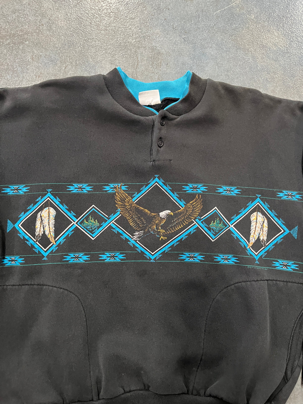 Vintage 90s Art Unlimited Native American Black Sweatshirt