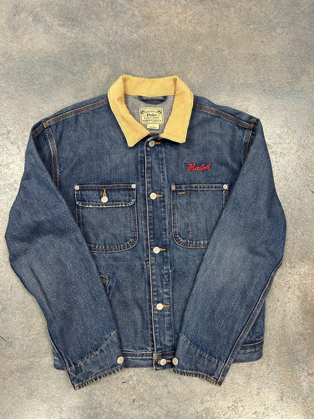 Vintage Polo Ralph Lauren Tiger Patch 1967 Dungaree Denim Trucker Jean Jacket