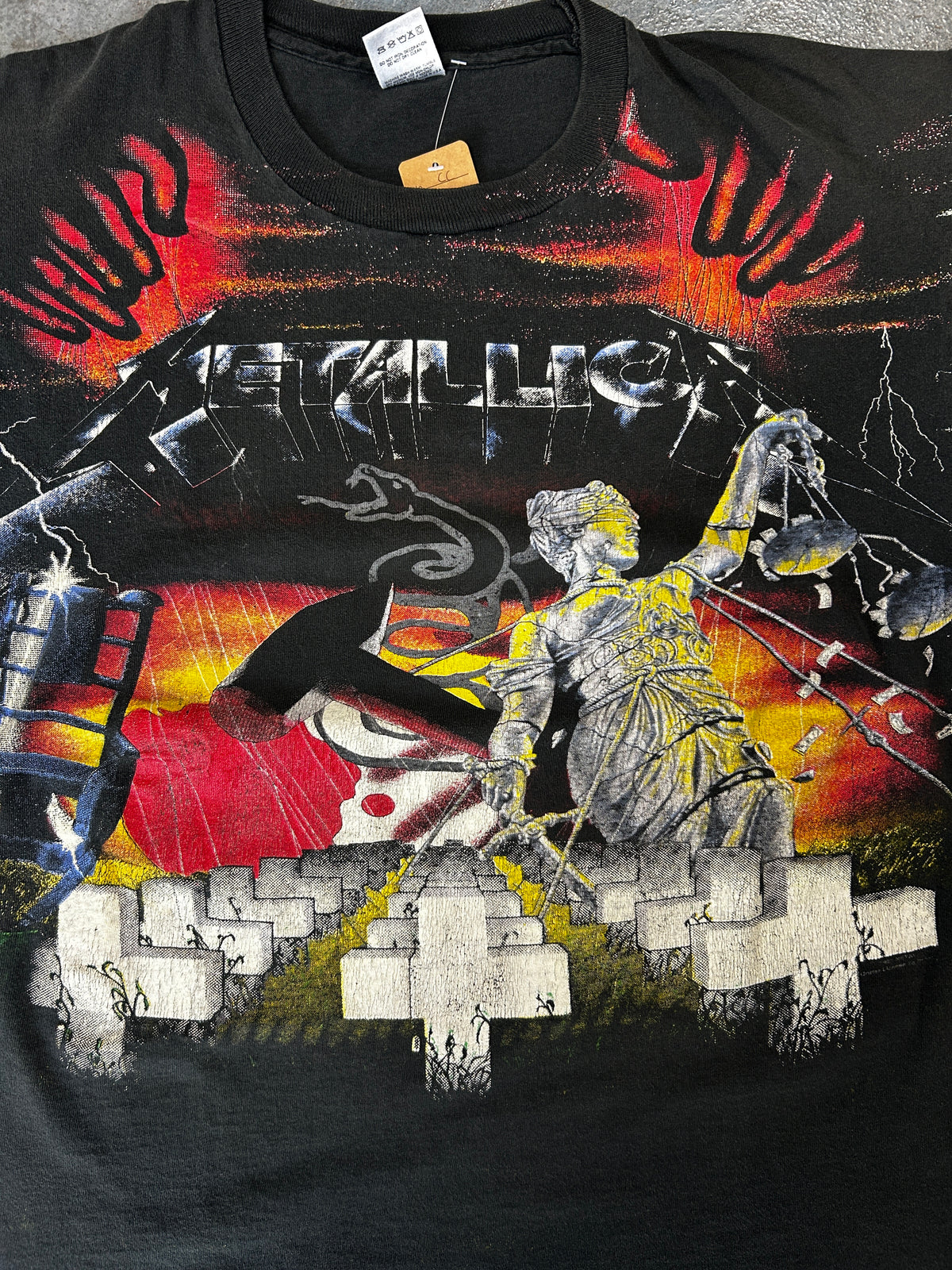 Vintage 90s Metallica And Justice For All Shirt XL AOP Fruit Of The Loom USA Tee B66