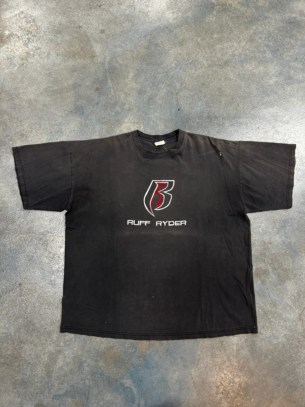 Vintage Y2K Ruff Ryders Embroidered Logo Black Tee