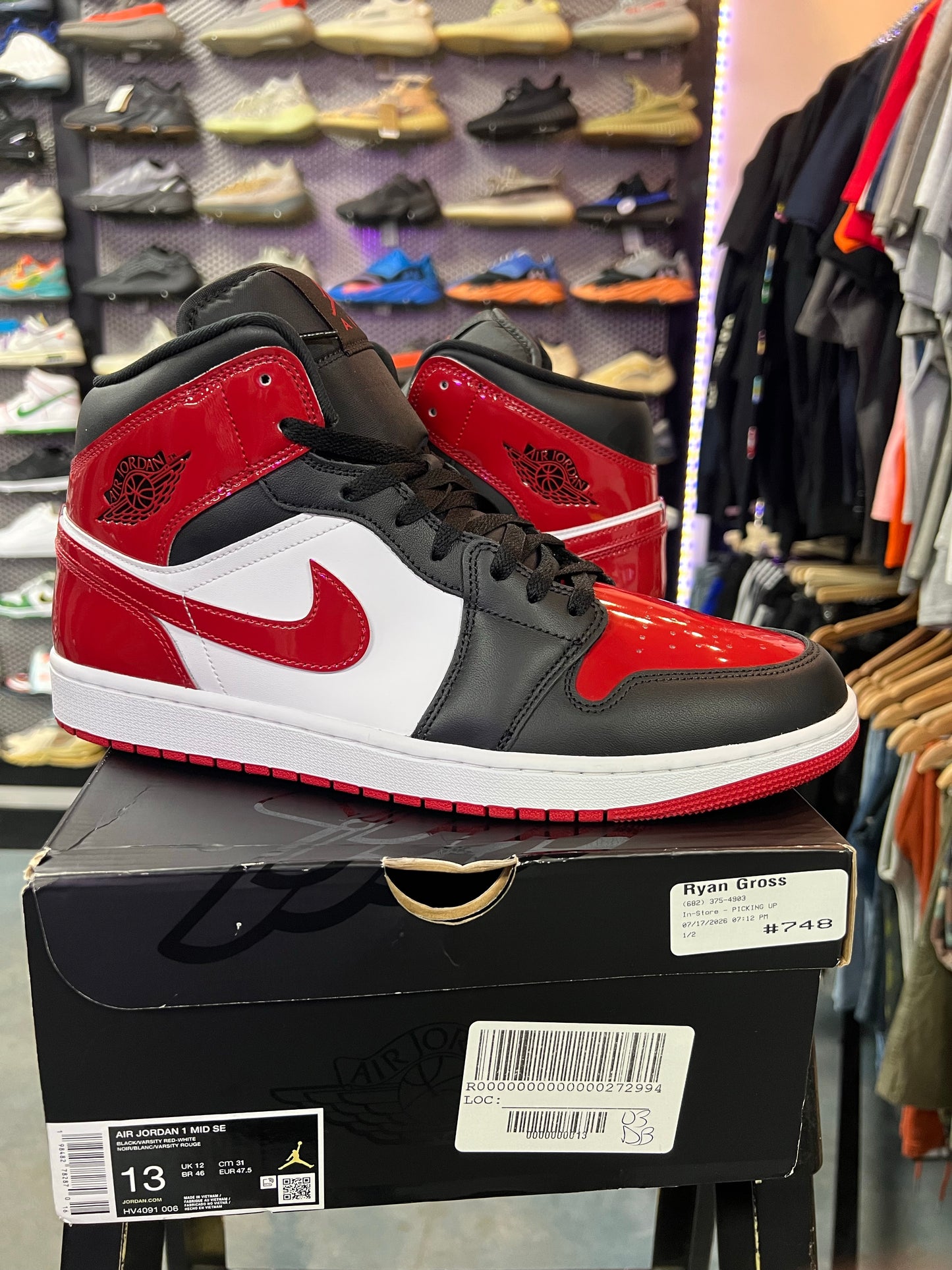Jordan 1 Mid SE Patent Bred Toe
