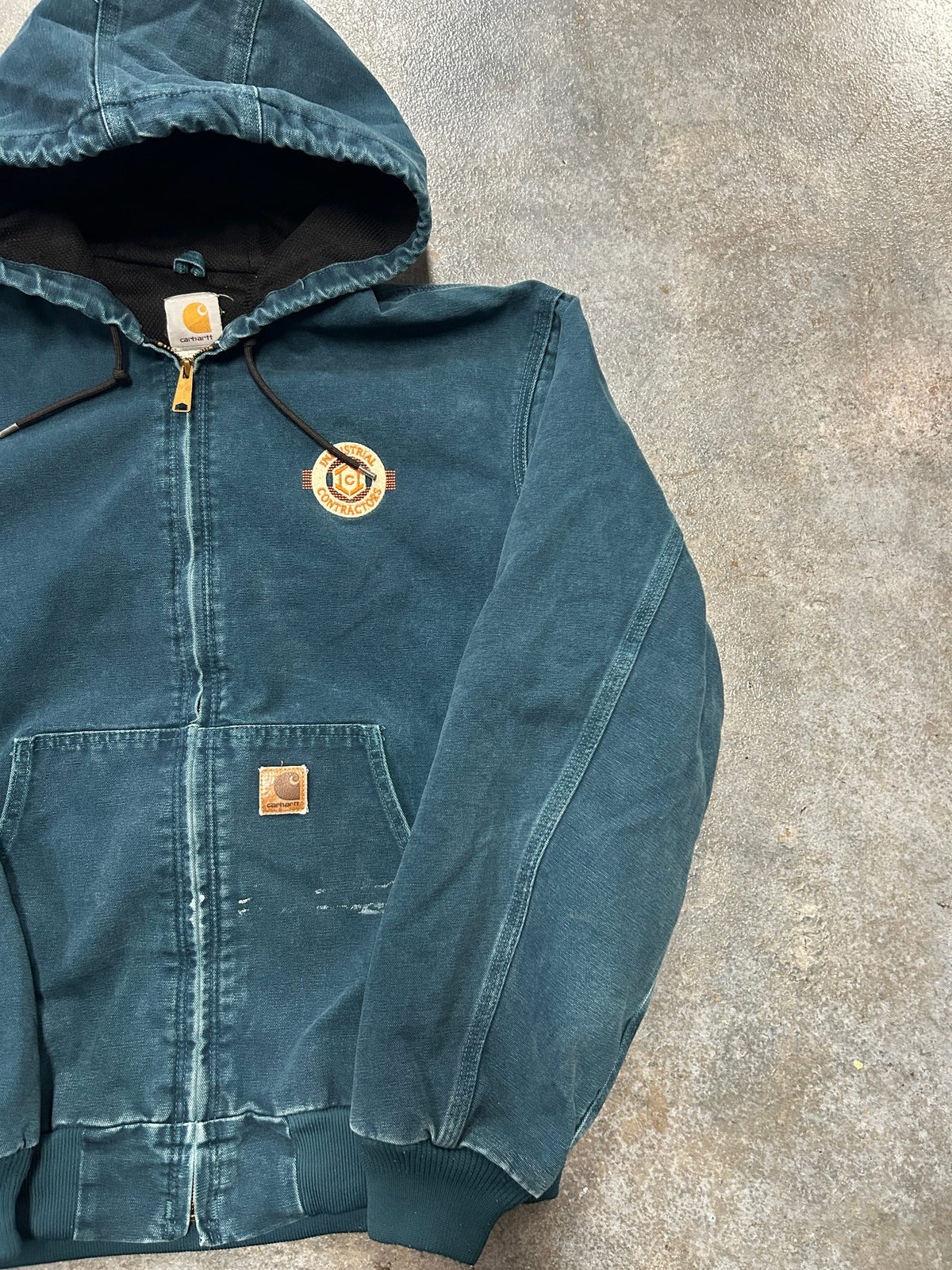 Vintage Carhartt Made In Mexico Teal Jacket Industrial Construction Patch