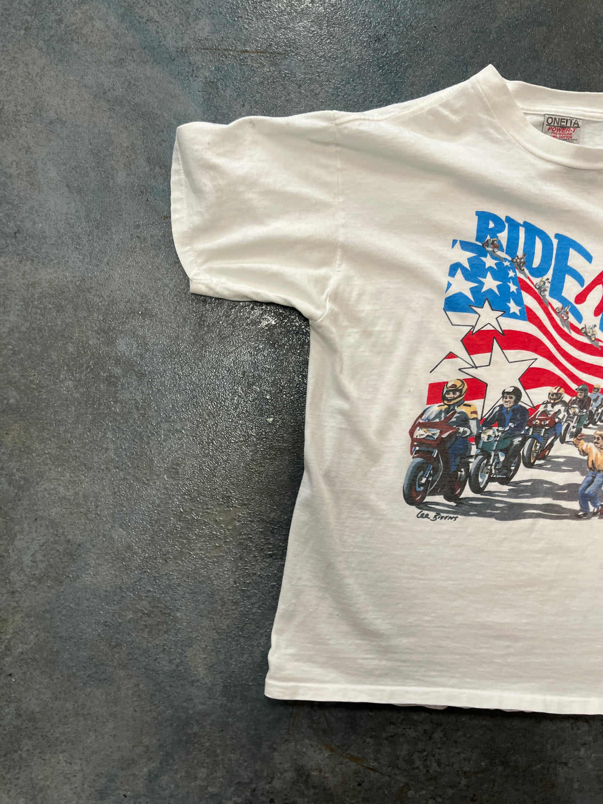 Vintage 1996 ‘Ride For Kids’ White Graphic White Tee