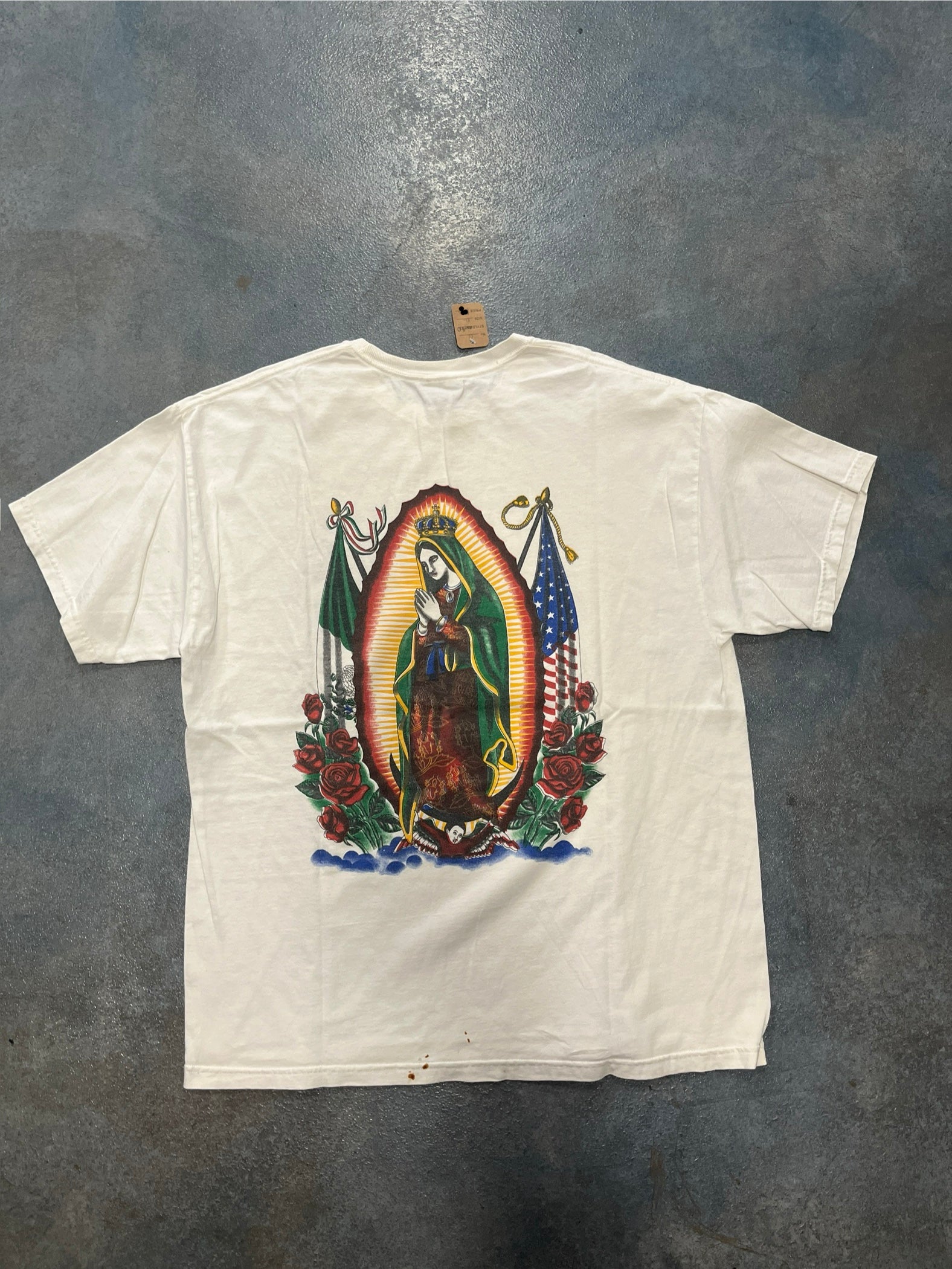 Vintage Saint Mary Virgin Of Guadalupe Graphic White T-Shirt OTF