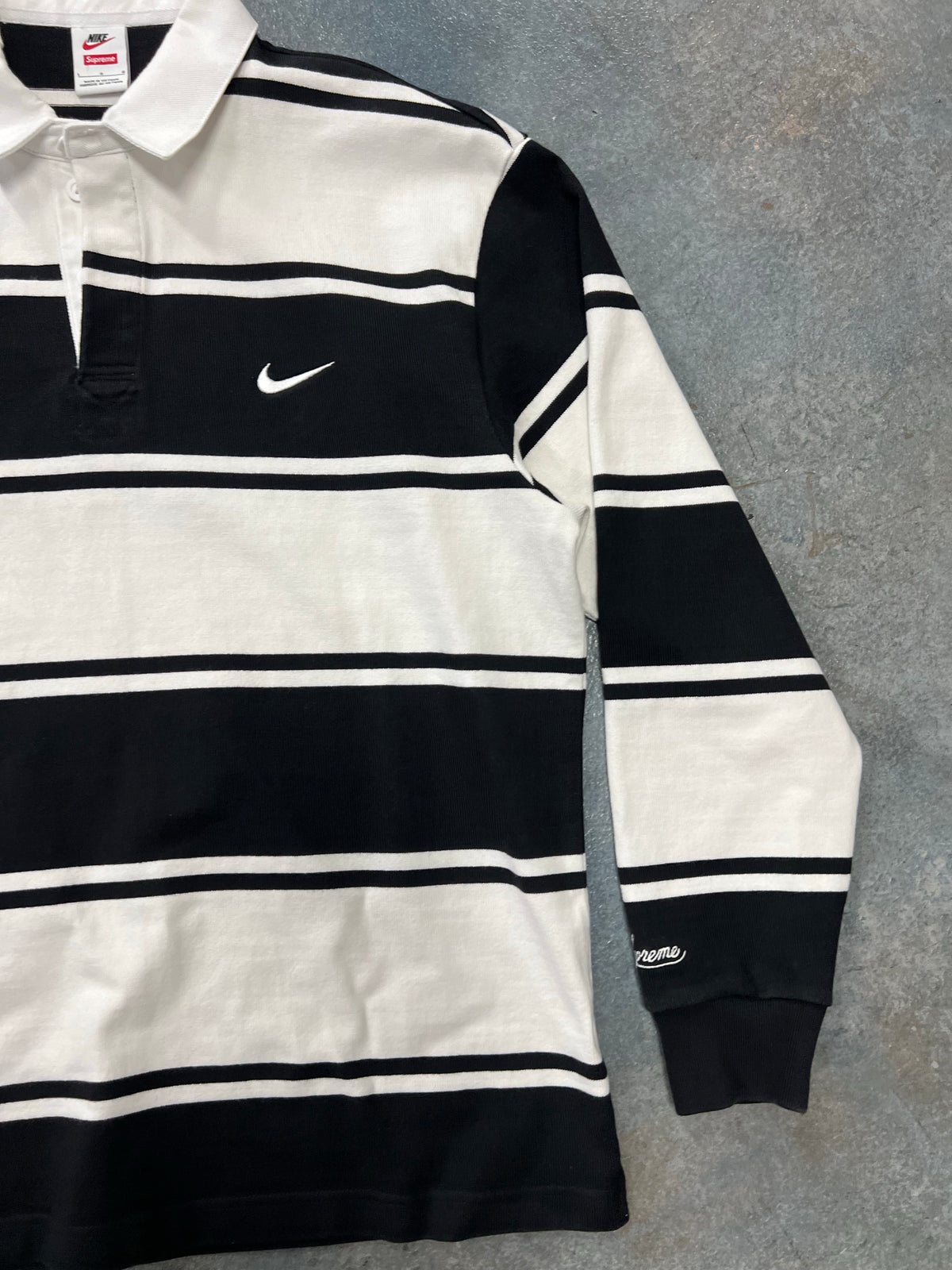 Supreme Nike Stripe Rugby Black B27