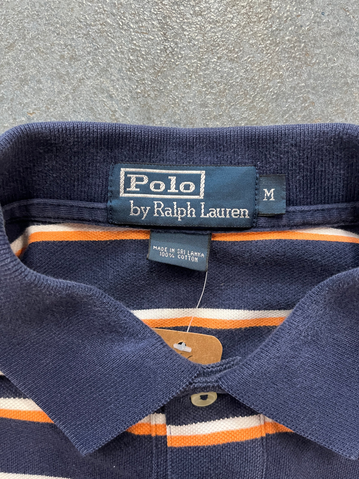 Polo Ralph Lauren Navy Blue Orange Stripes Red Symbol B38