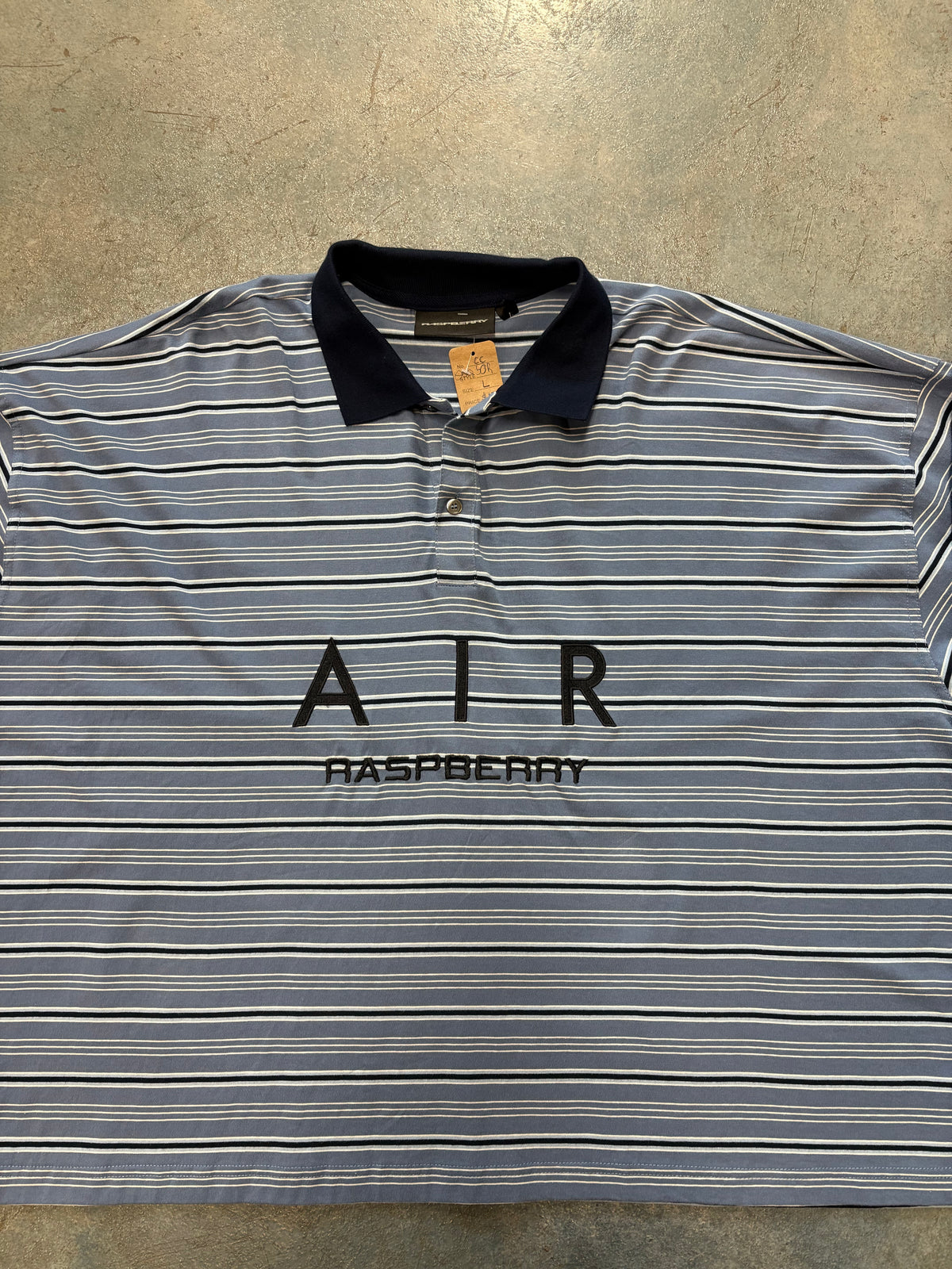 AIR Raspberry Long Sleeve Blue Stripes Polo