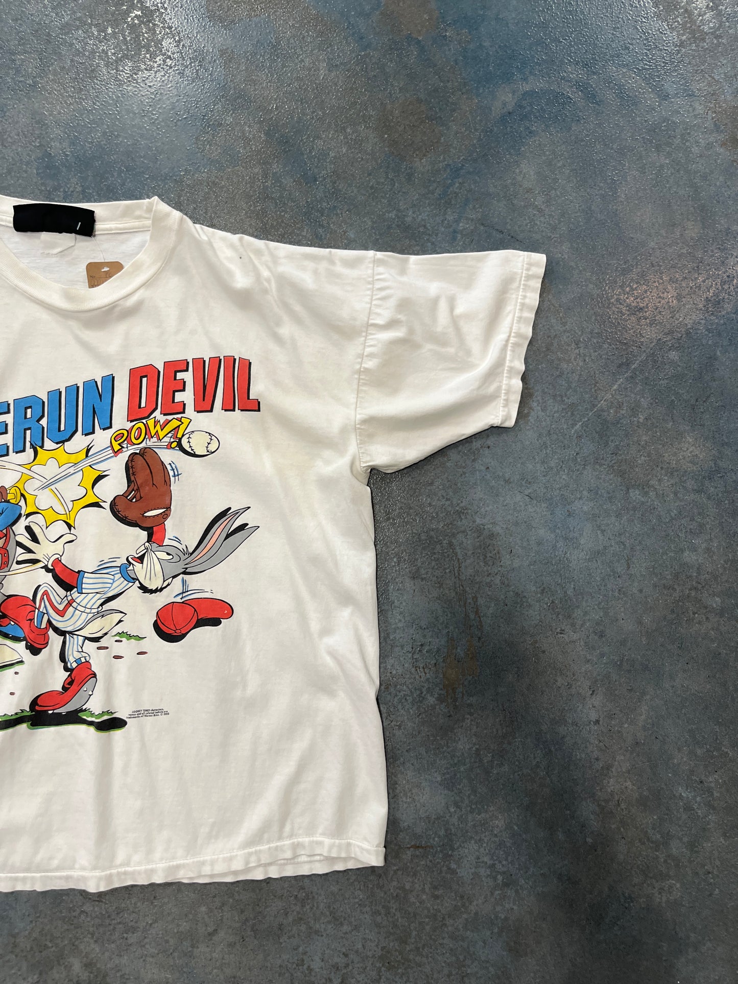 Vintage Looney Tunes Warner Bros Homerun Devil White T-Shirt OTF