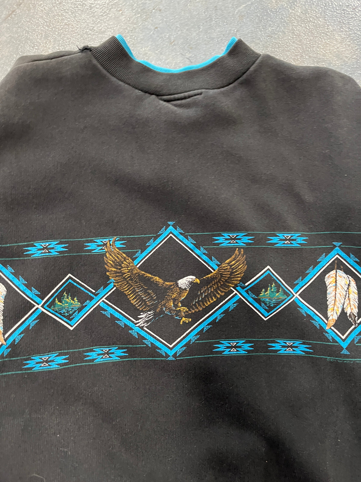 Vintage 90s Art Unlimited Native American Black Sweatshirt