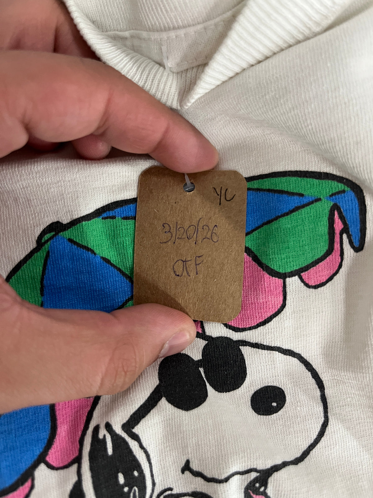 Vintage 90s Peanuts Snoopy & Woodstock Beach White T-Shirt B38