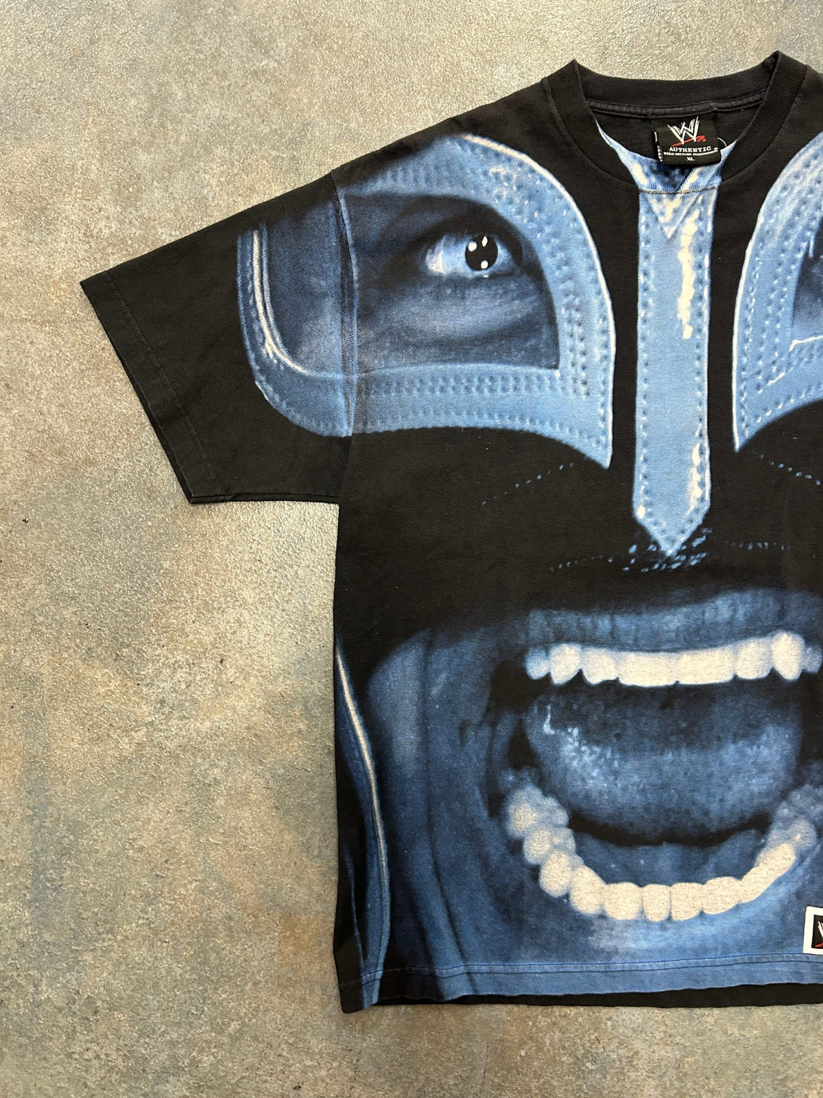 Vintage 2008 Rey Mysterio WWE All OverPrint Black Tee