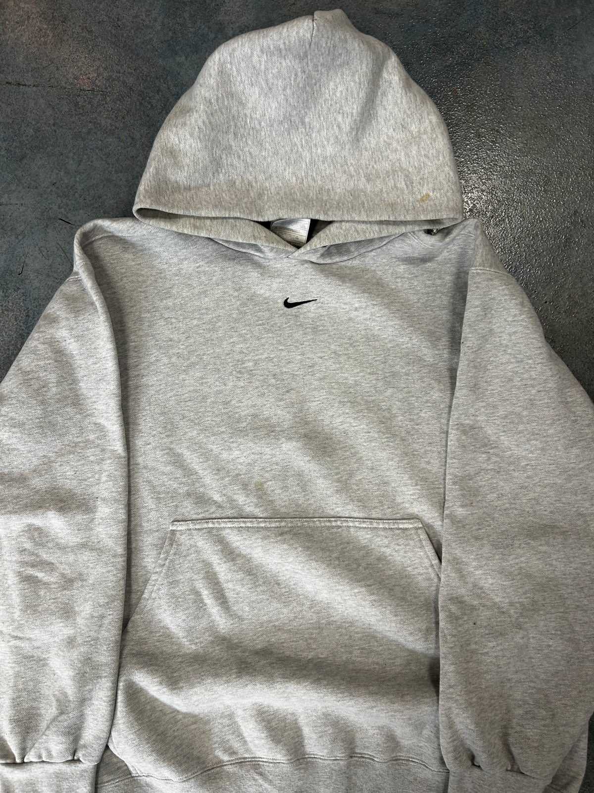 Vintage 90s Nike Center Swoosh Hoodie Sweatshirt Gray Mens Medium Made In USA