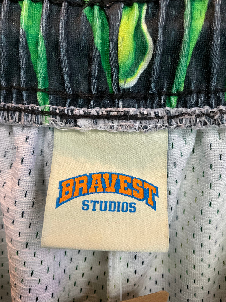 Bravest Studio Shorts (Green Skulls)