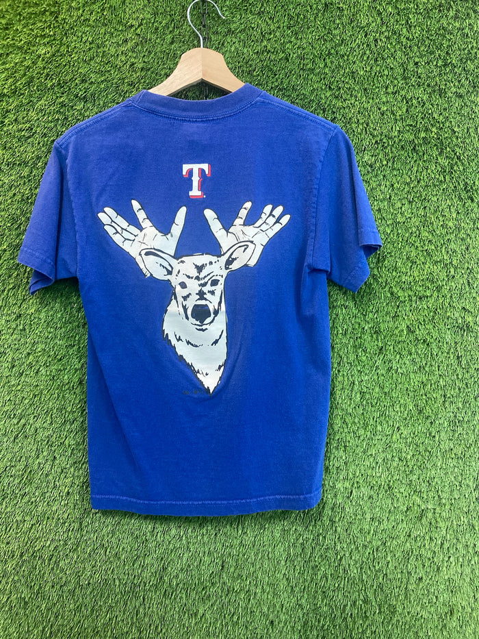 Vintage Texas Rangers Fear The Deer Blue Claw MLB Tee