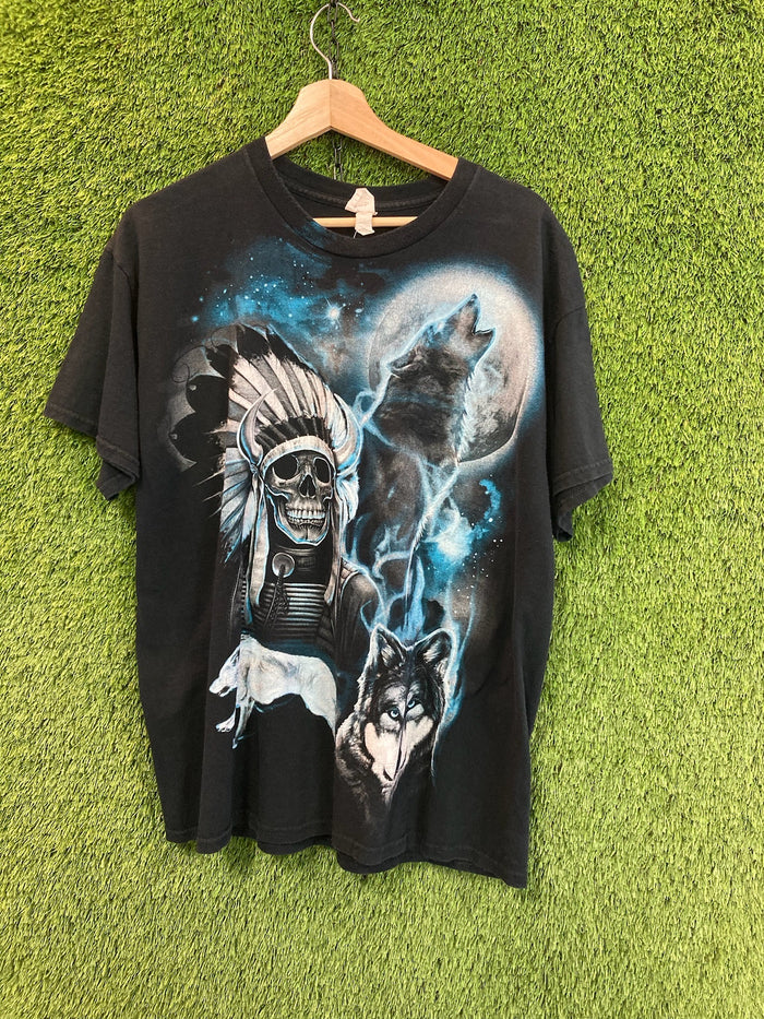 Indian Skull Wolf Tee All Over Print